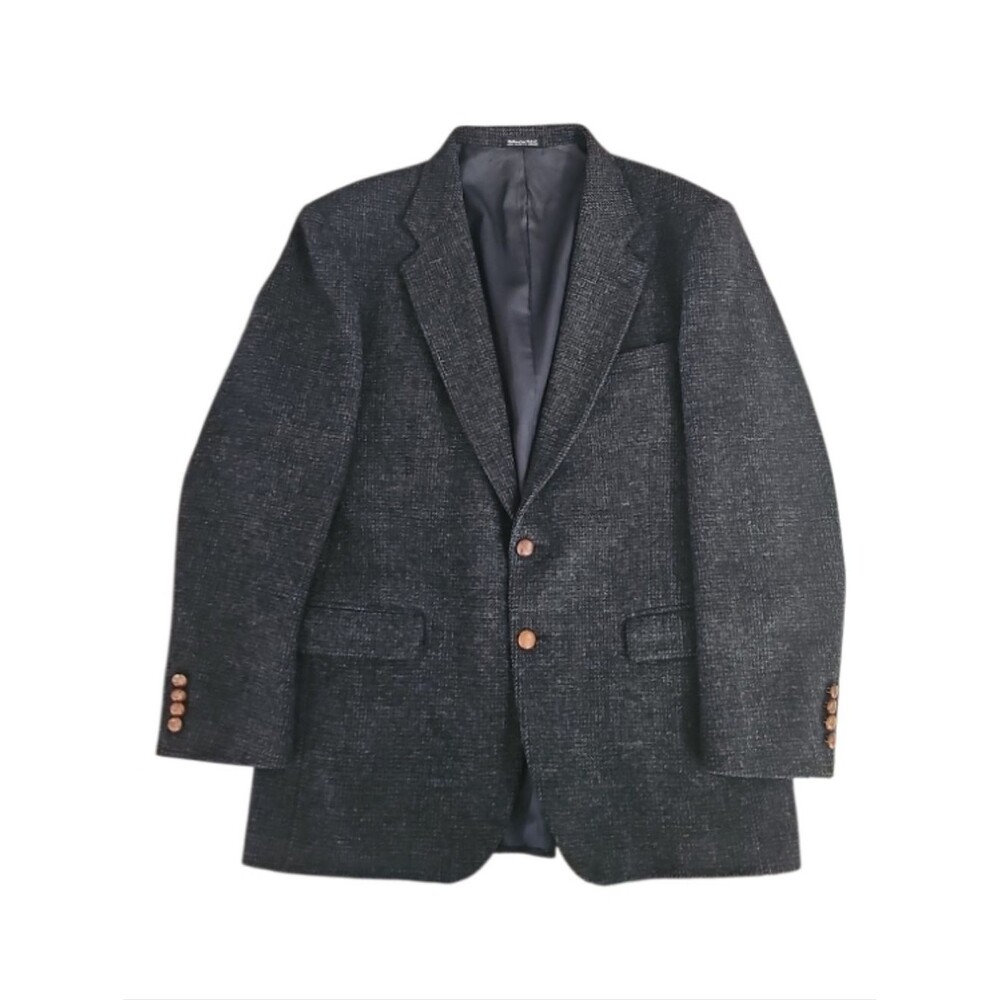 Stanley Blacker Wool Tweed Blazer Men’s 42L Navy Ivy Preppy Vintage Sport Coat